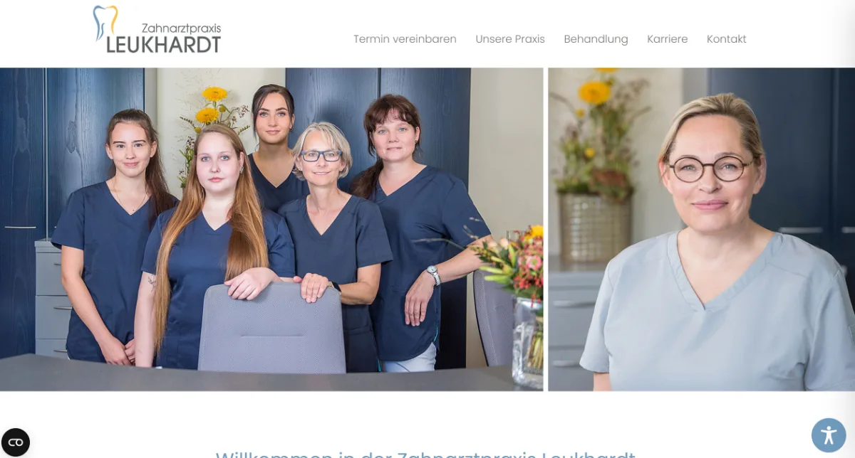 Screenshot der Website der Zahnarztpraxis Leukhardt